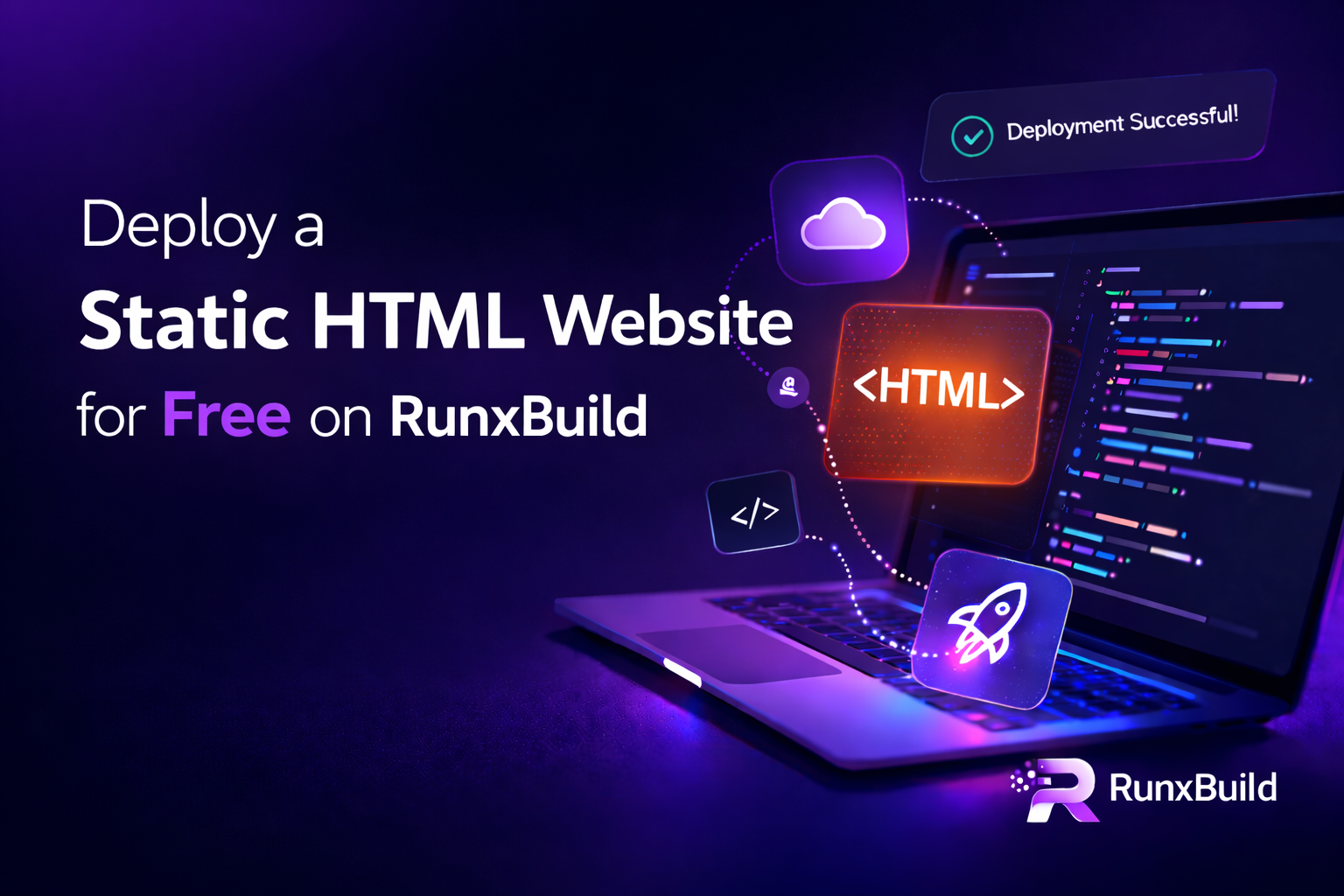 Deploy a Static HTML Website for Free using GitHub build settings and RunxBuild deploy logs